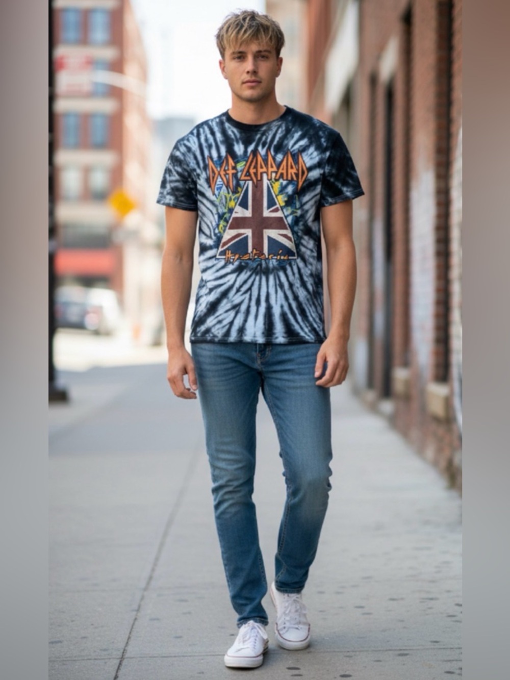 DEF LEPPARD Tie-Dye Graphic Tee in Black & White